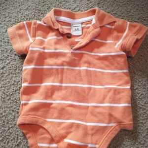 Old Navy Orange and White Baby Onesie